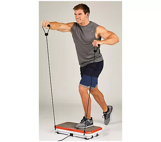 PowerFit Elite Vibration Platform Exercise Bands With Remote - Gray