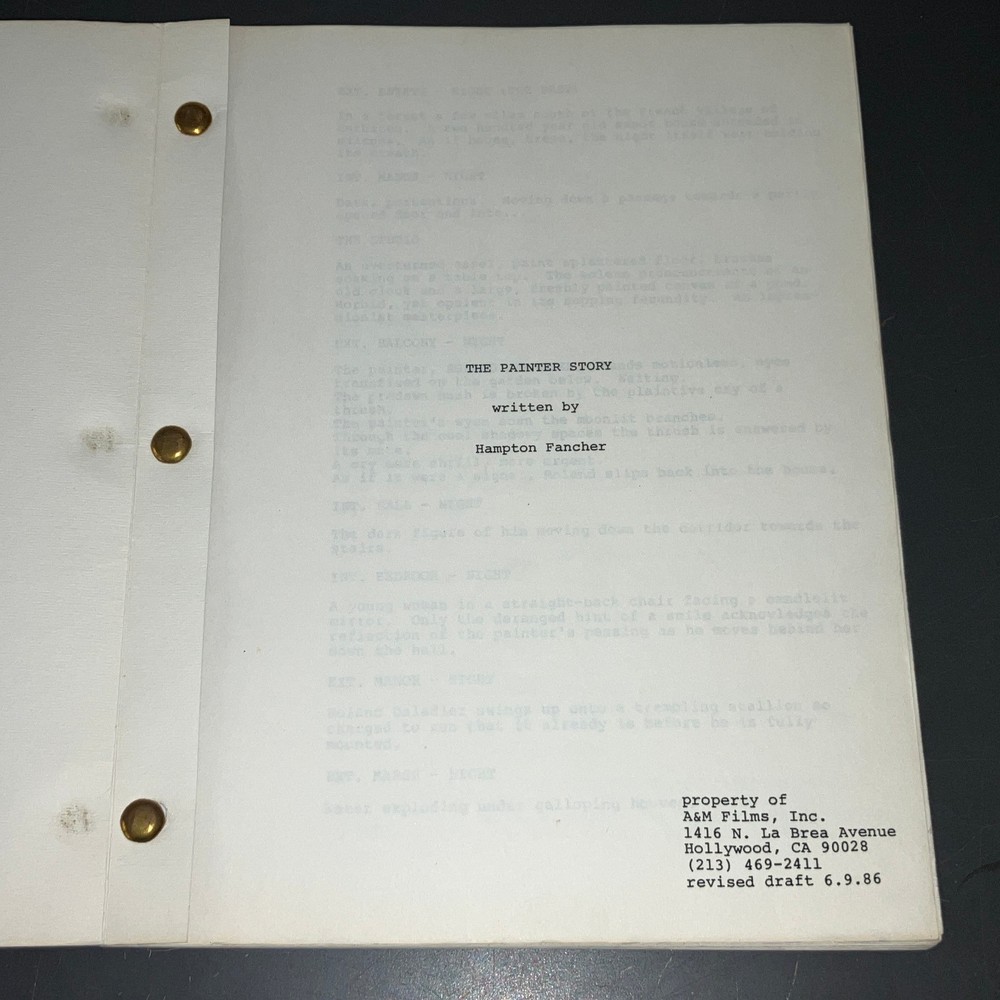 HAMPTON FRANCHER Unmade THE PAINTER ('86) Revised Draft + A&M Covers + COA!