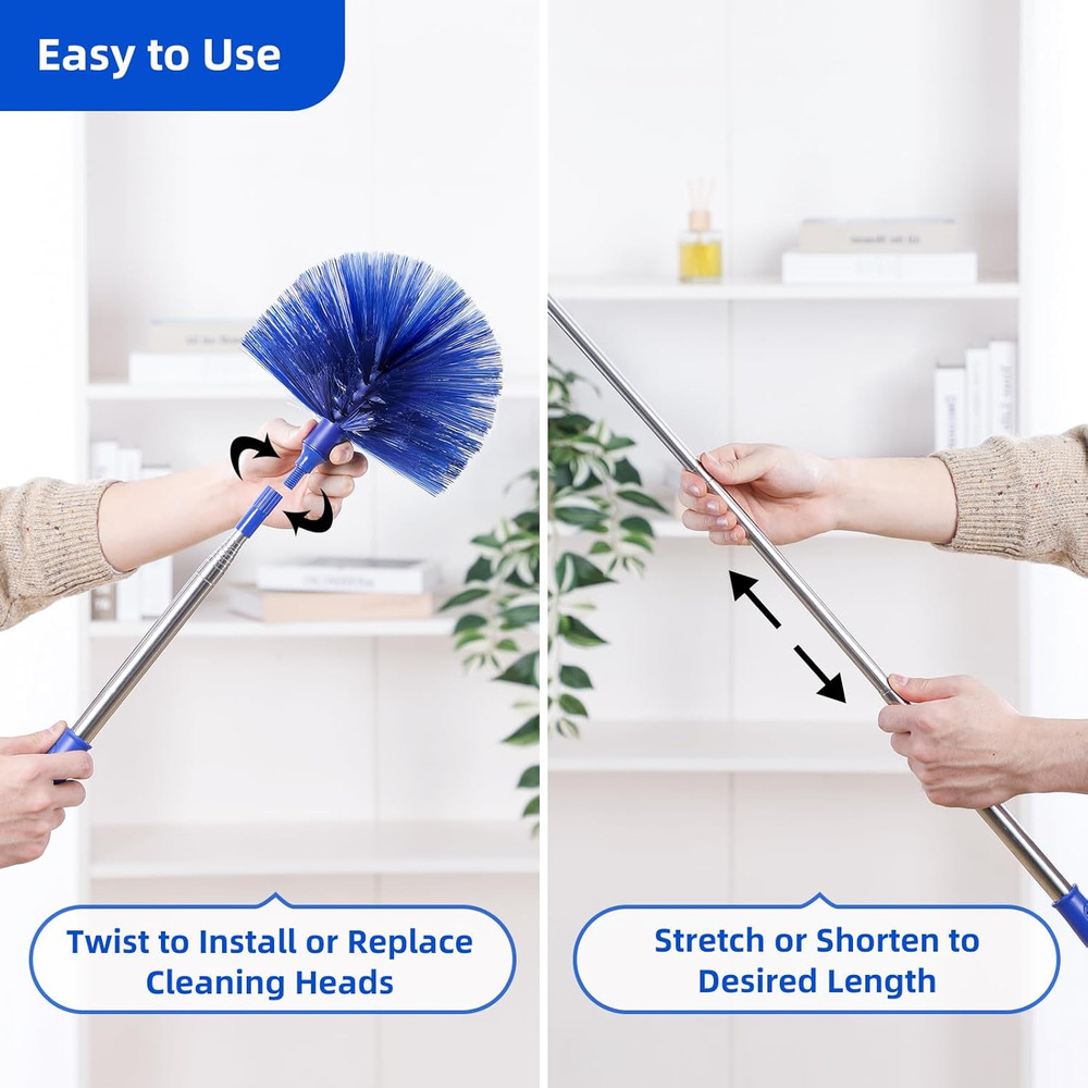 Microfiber Duster for High Ceiling Fan Blades, Cobweb with Extension Pole Adjust