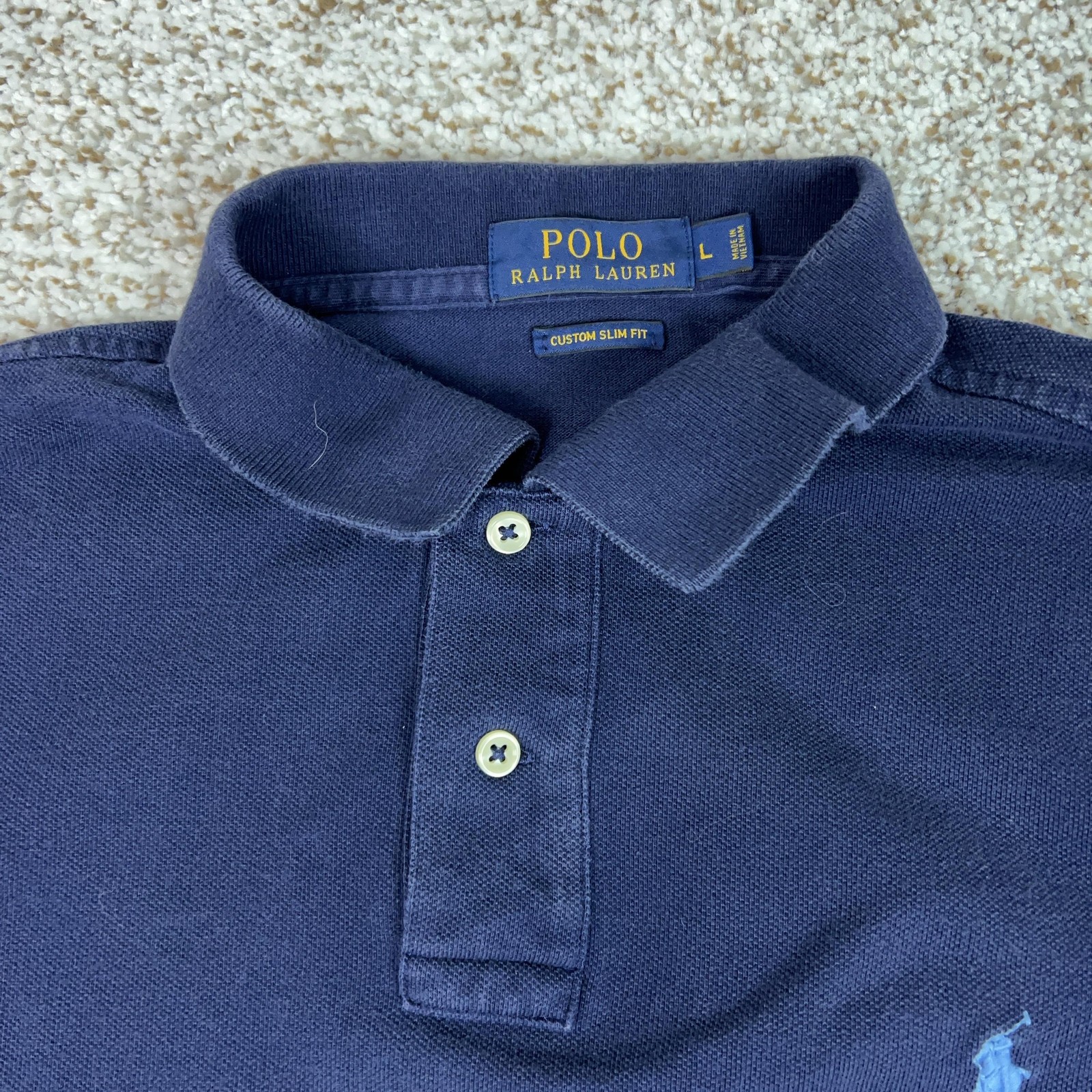Polo Ralph Lauren Custom Slim Fit Polo Shirt Mens Large Navy