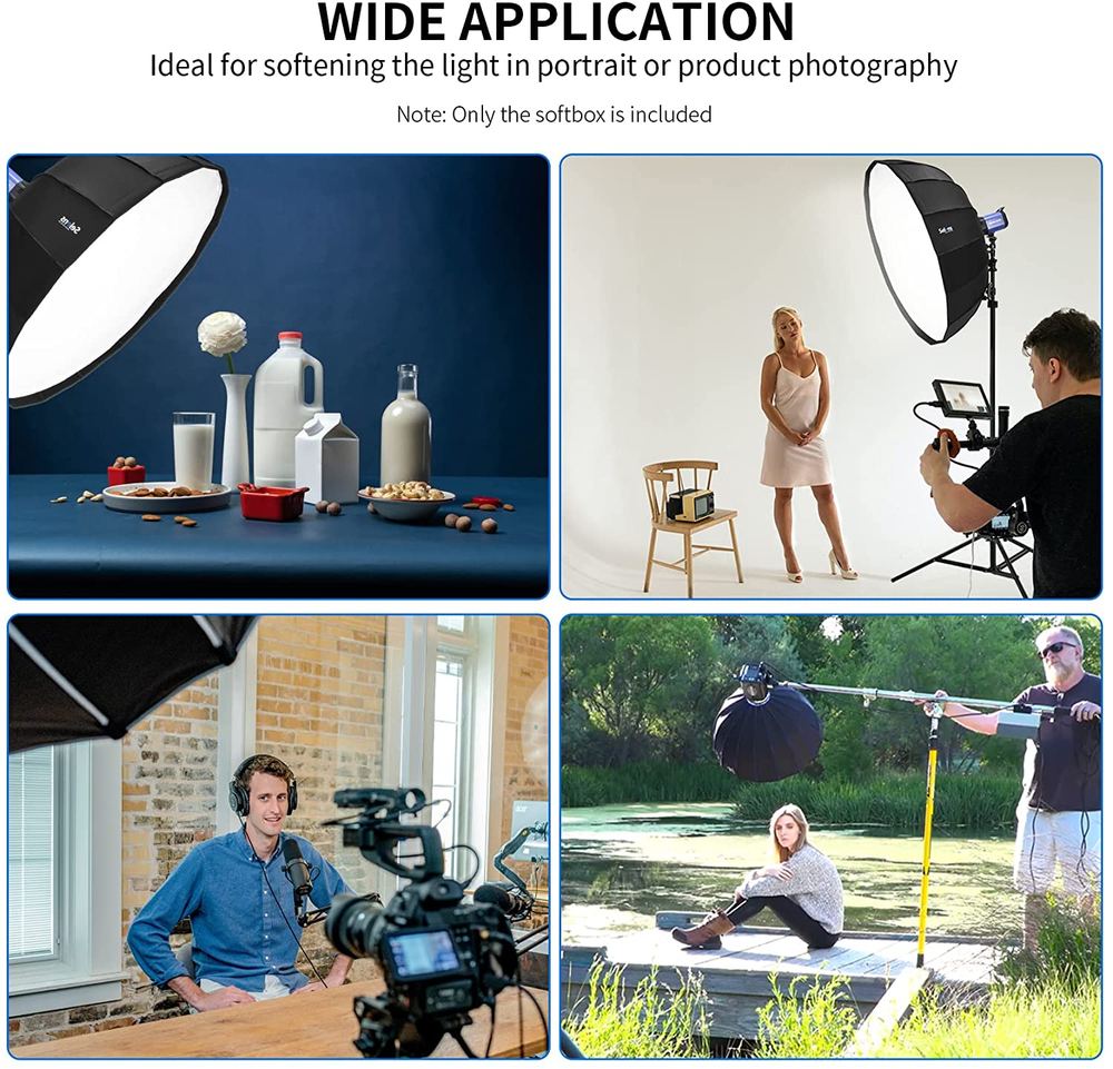 26"/65Cm Umbrella Hexadecagon Softbox with Bowens Mount and Removable Diffusers,