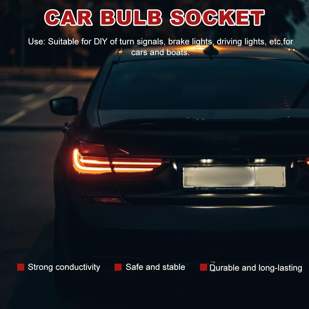 BAY15D 1157 LED Light Bulb Socket Holder with Wire Connector for Car Auto Truck