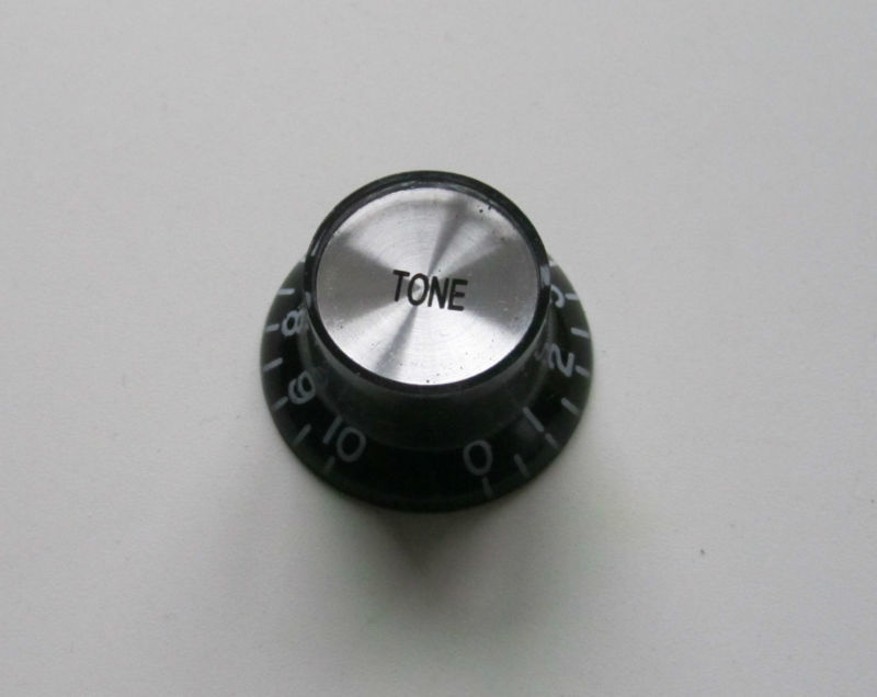 KAISH 4x Guitar Reflector Knobs Black/Silver Top Hat Knobs Fits LP Epiphone SG