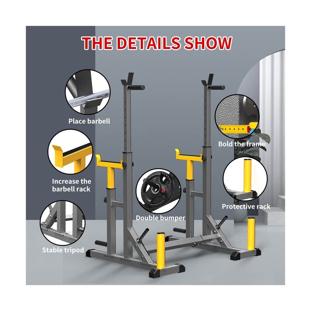 Adjustable Squat Rack,Multi-Function Barbell Rack for Weight Lifting and Home...