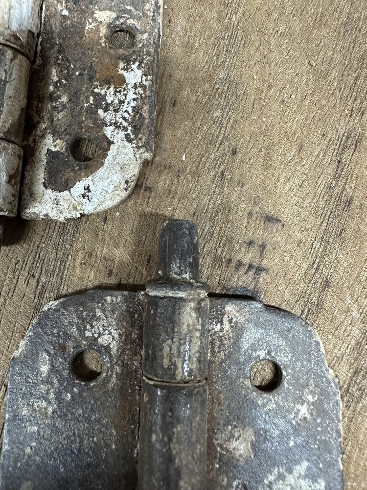 Pair Antique Door Hinges Old Original Paint