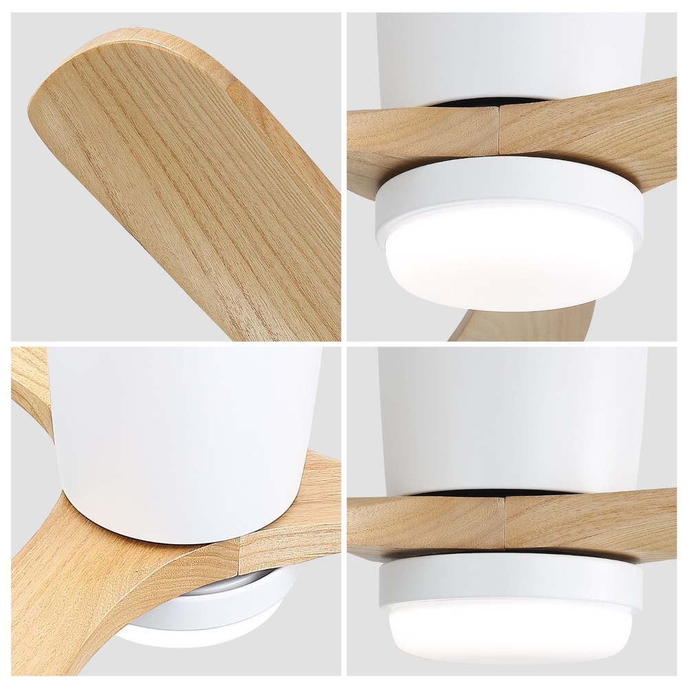 42 in Matte White Ceiling Fan with DC Motor, Dimmable LED Light Timer Memory