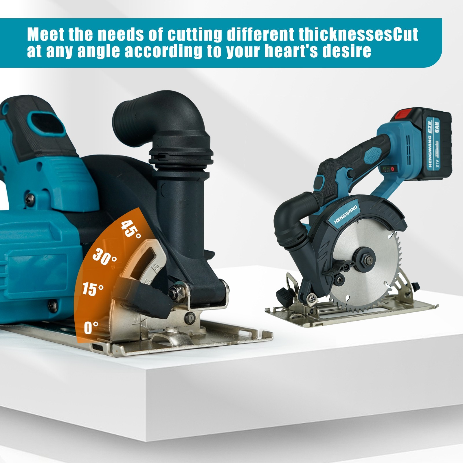 21V 6-1/2 inch Cordless Circular Saw with Two Batteries Two saw blades