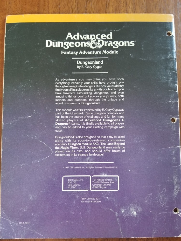 AD&D 1st Edition EX1 Dungeonland Module Complete TSR