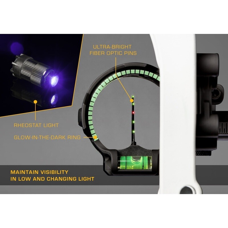 Peak Sight Vertical Inline Pin Technology Multi-Pin Bow Sight 5 Fiber Optic Pins