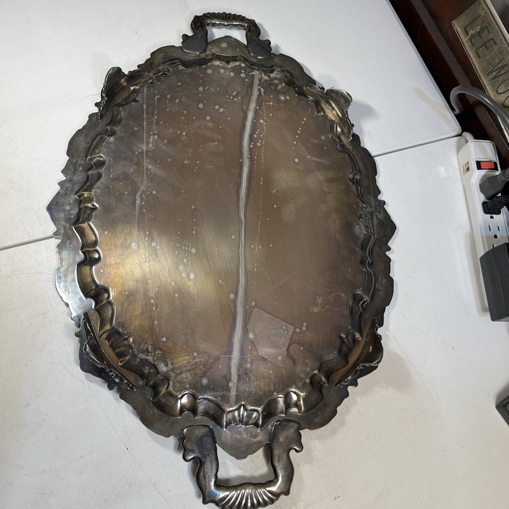 26" SHELL & SCROLL WEBSTER WILCOX PLATTER SILVERPLATE TRAY 2881