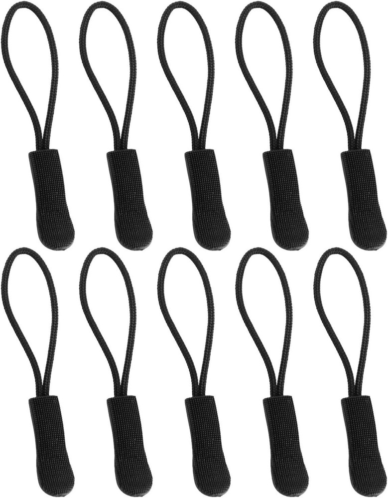 10 Pcs Black Luggage Zipper Pull Replacement Tabs For Backpack Suitcase Bags