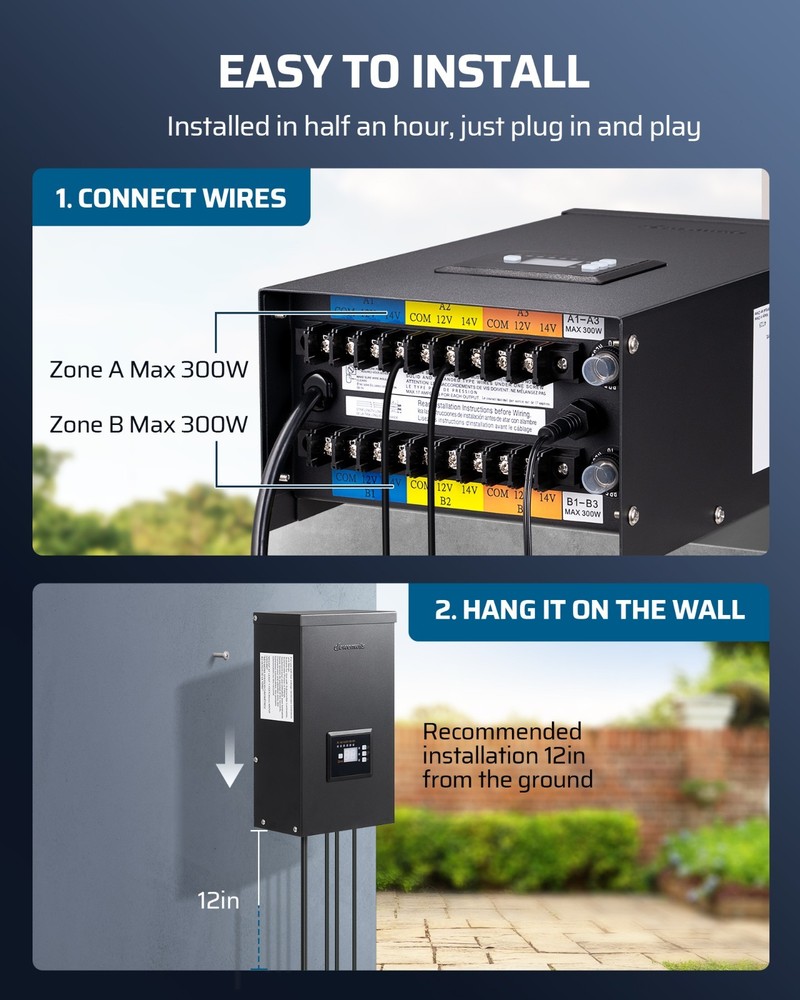 DEWENWILS 600W Low Voltage Landscape Transformer, Timer and Photocell Sensor