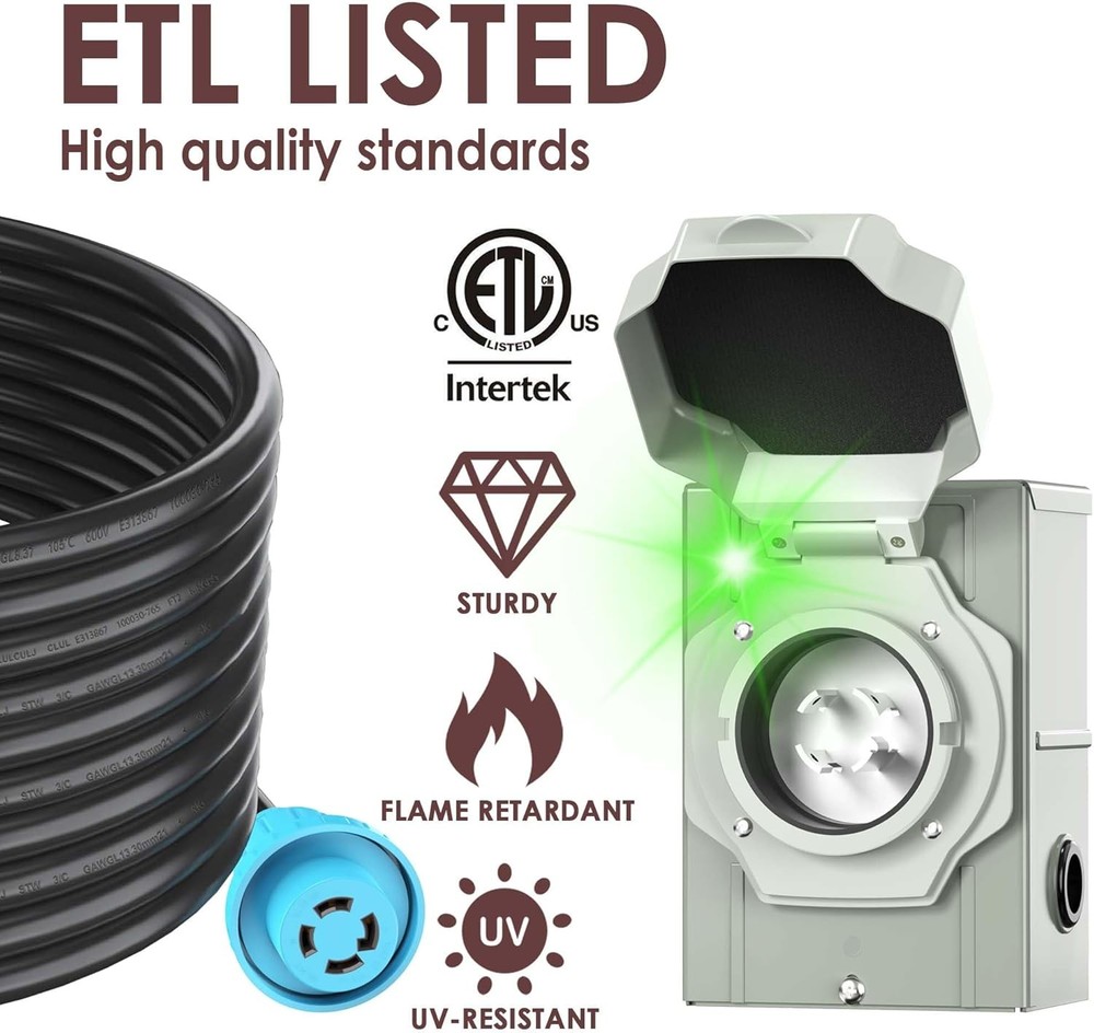 100 Ft 30 Amp Generator Cord L14-30
