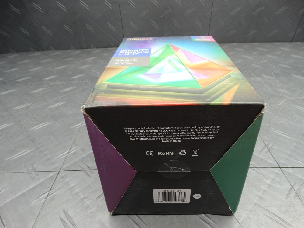 7.7 in. Iridescent Acrylic Indoor Infinity Table Light Pyramid