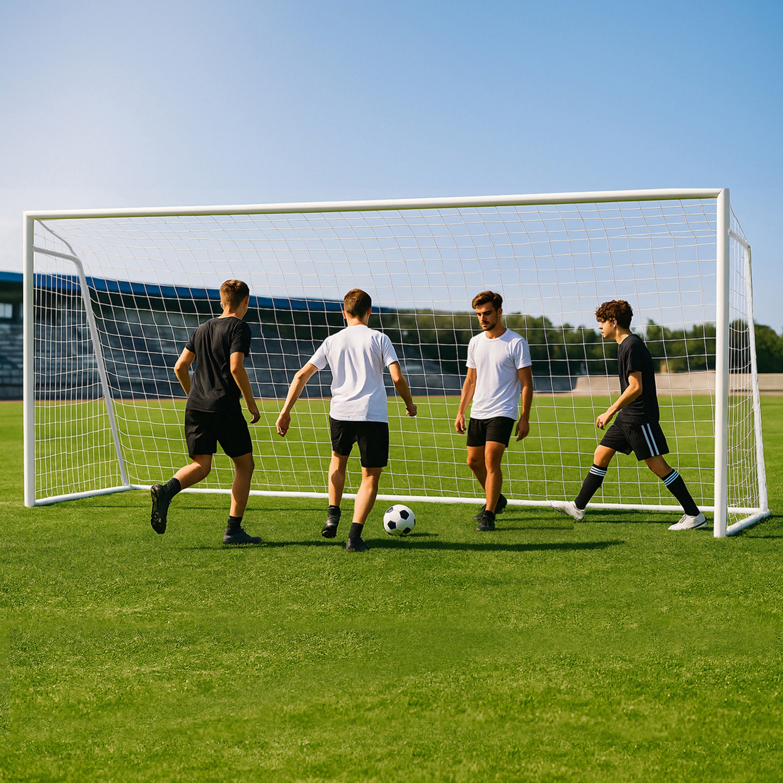 16x7ft Soccer Goals for Backyard, Steel Frame with 6 Cones for Teens/Adults