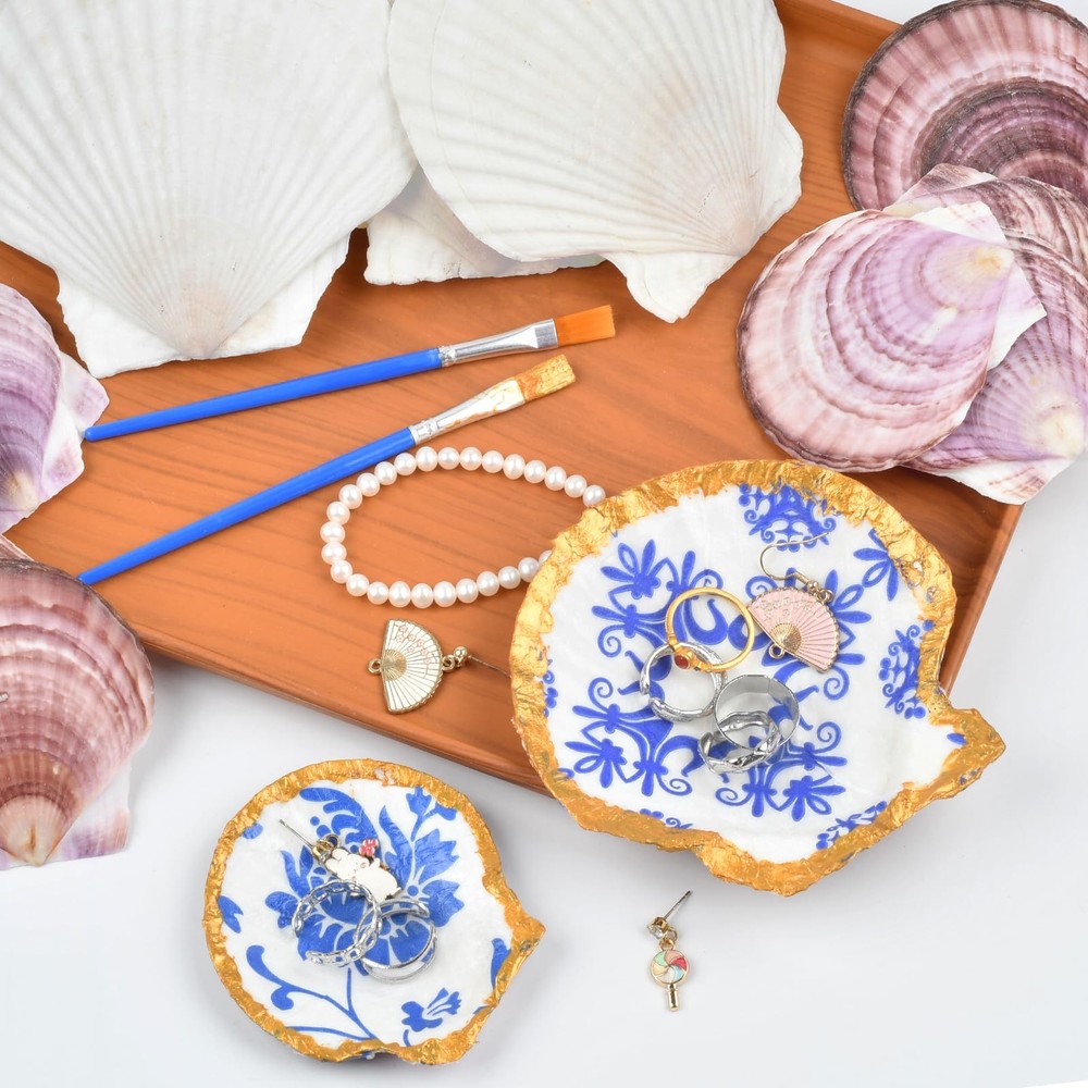 Decoupage Crafts Shells, Large Real Shells, 20PCS Clean Purple Shells with Ba...