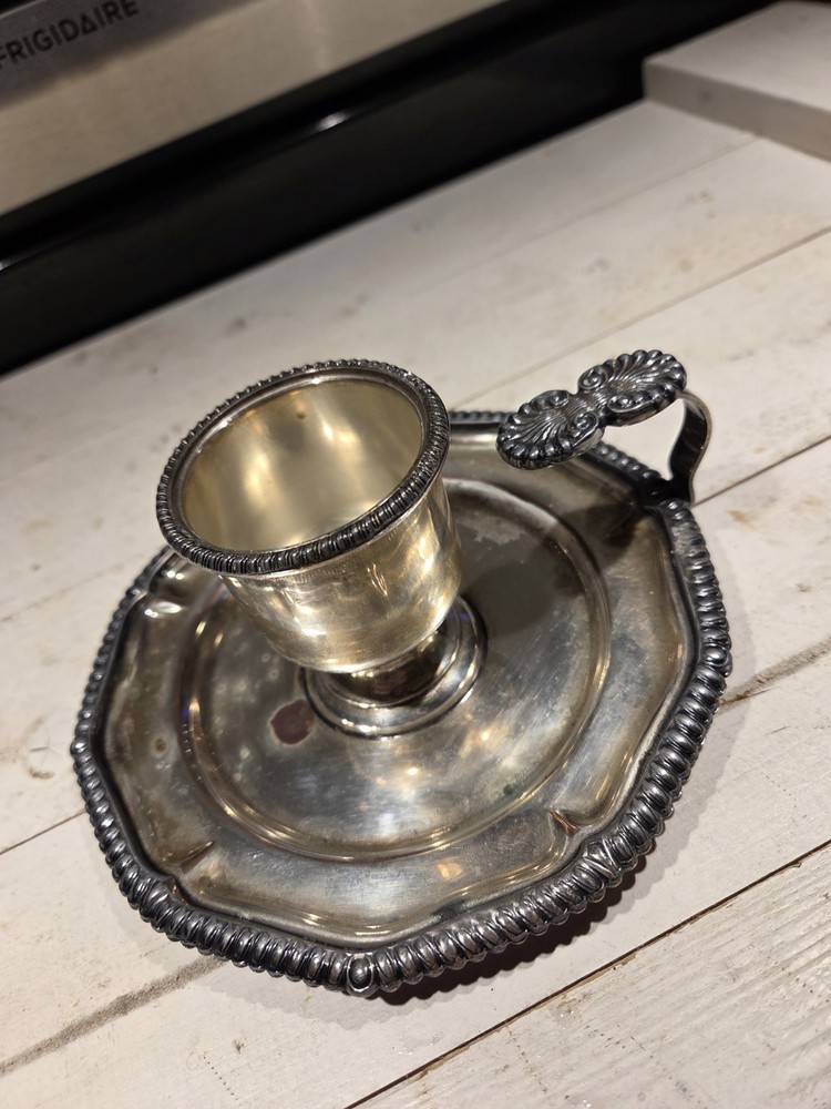 Antique Victor Silver Co Chamberstick Holder