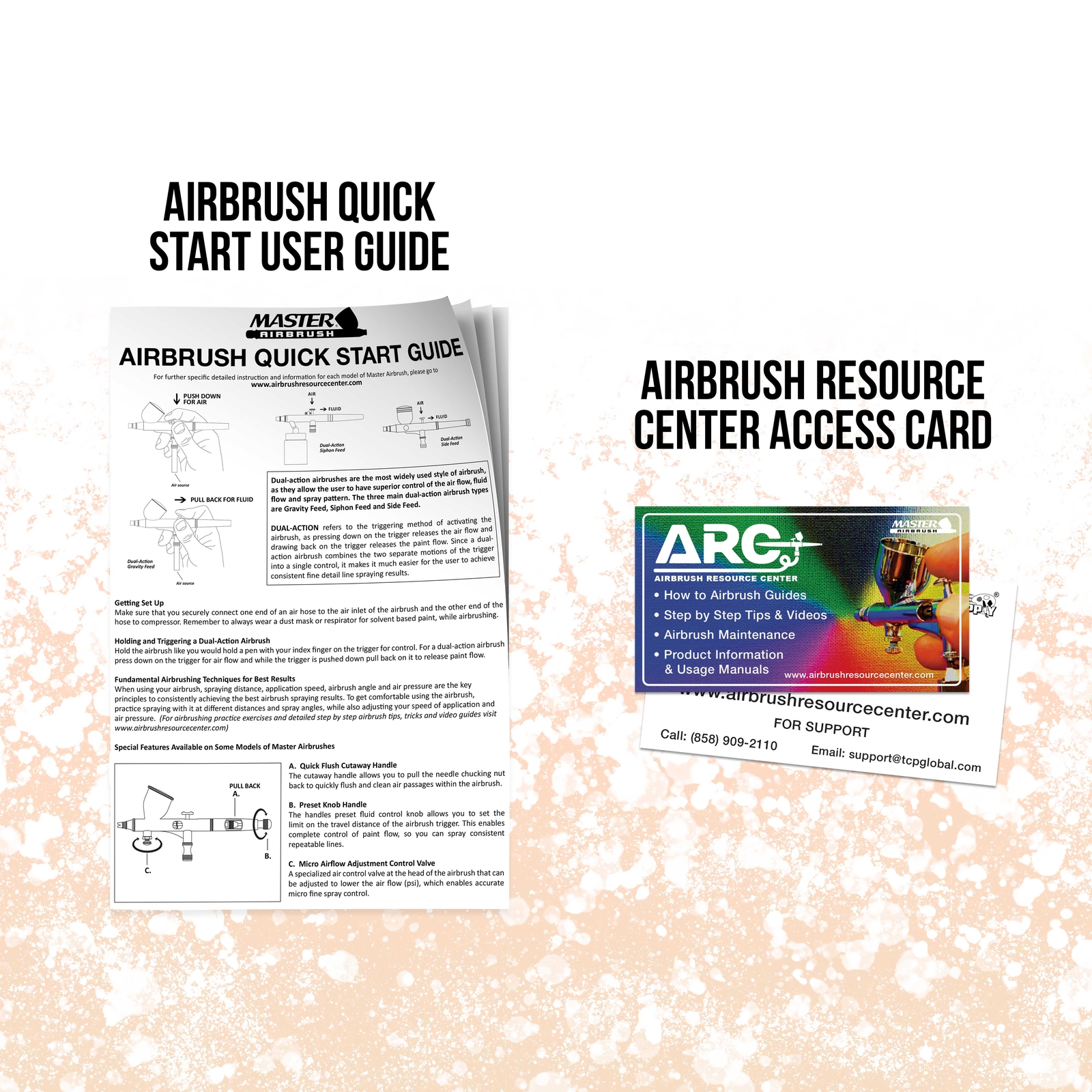 Master 3 Airbrush, Air Compressor Kit, Holder 6 Primary Colors Acrylic Paint Set