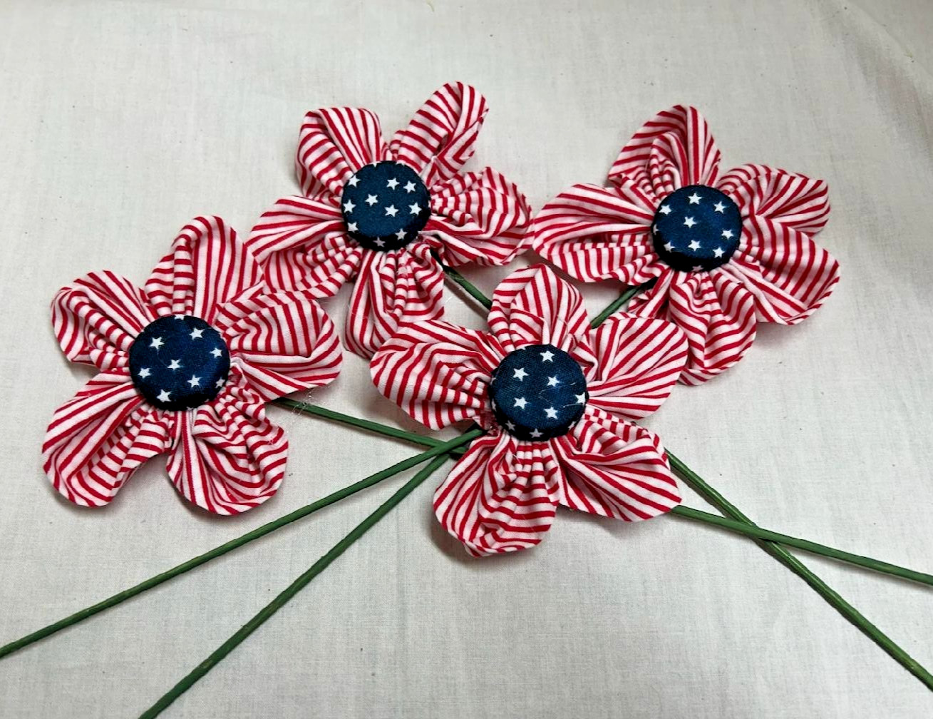 Flowers/Red-White-Blue/Patriotic/Handmade/Set of 4