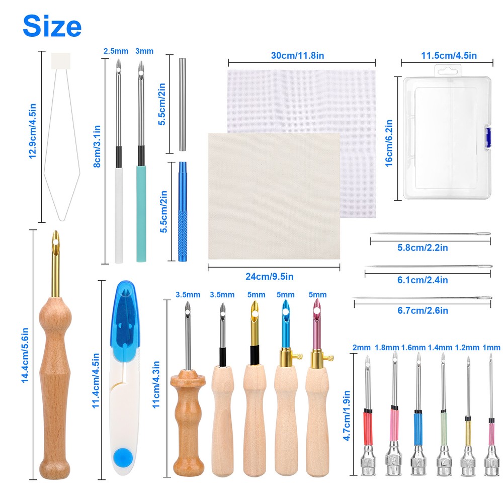 36pcs Punch Needle Embroidery Kit Sewing Tool for Floss Cross Stitching Beginner
