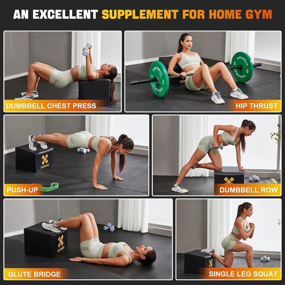 Hip Thrust Bench, Multi-Functional Hip Thrust Machine with Non-Slip Bottom Su...