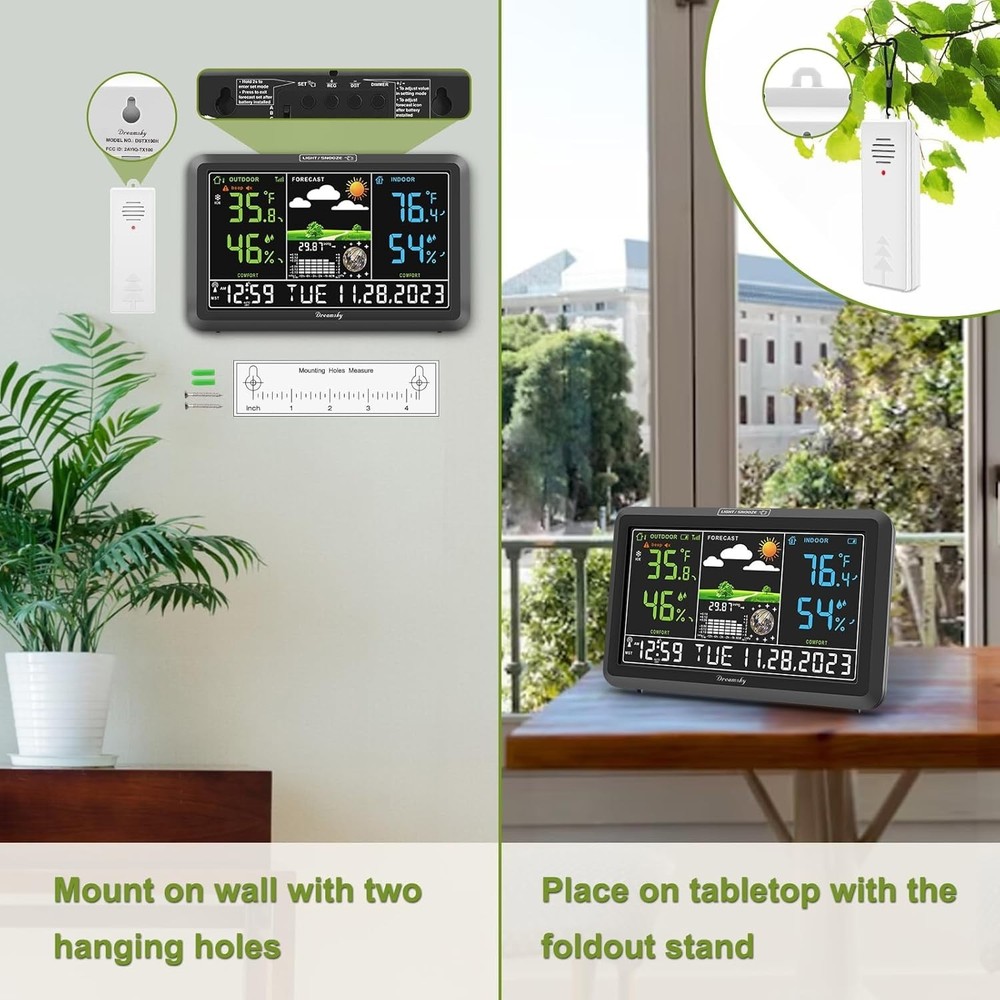 Large Display Digital Weather Station with Remote Sensors & Adjustable Backlight