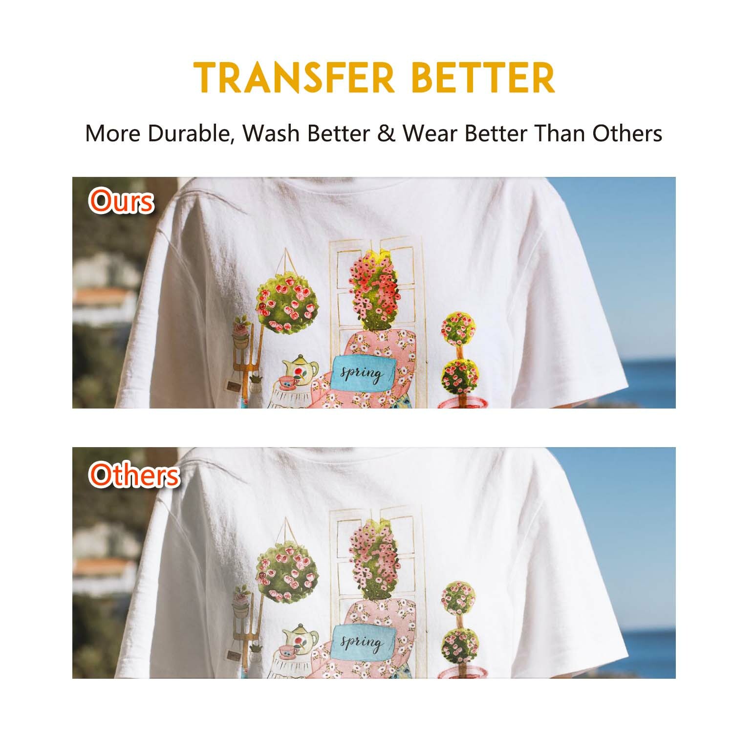 30 Sheets Printable Light T-shirt Iron-on Heat Transfer Paper Inkjet & Laser 8.5