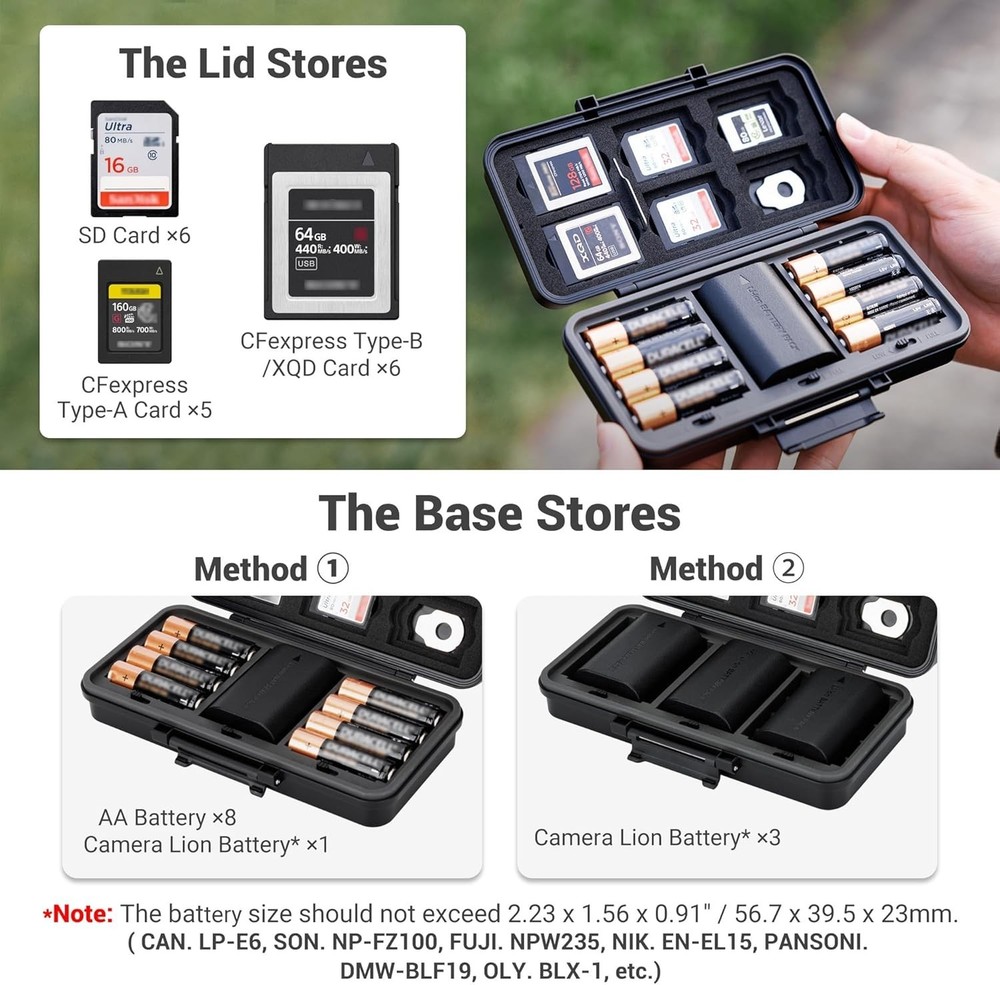 Multi-Function Camera Battery Memory Card Storage Case for 6 SD Card,6 CFexpr...