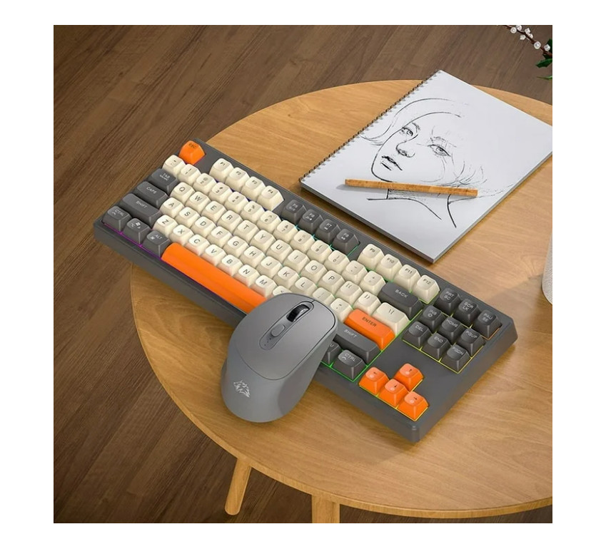 FREEWOLF M87 Wireless Keyboard and Mouse Set, 87keys Bluetooth and 2.4 Wireless