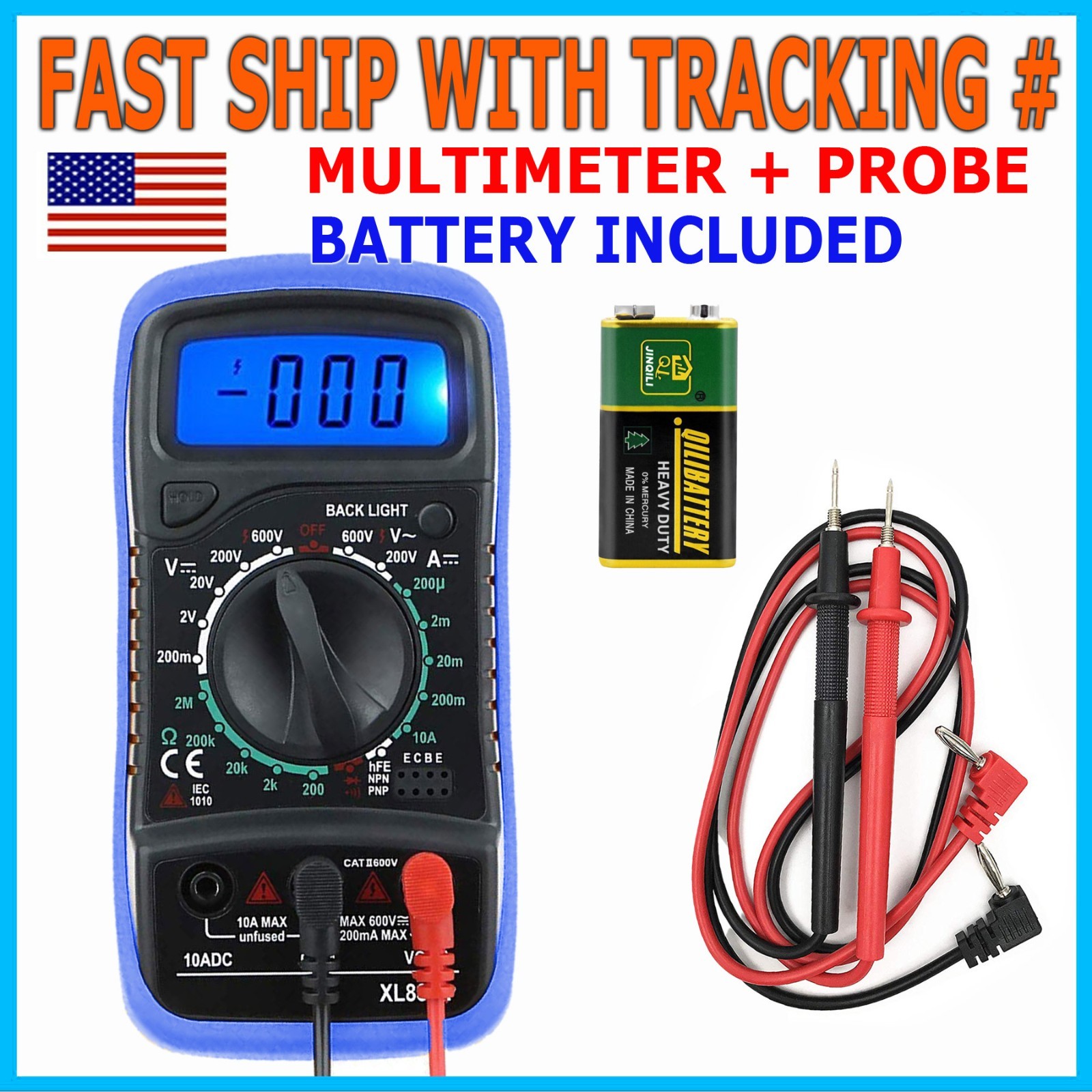 Digital Multimeter AC DC Voltmeter Ammeter Ohmmeter Volt Tester Meter WITH BATs