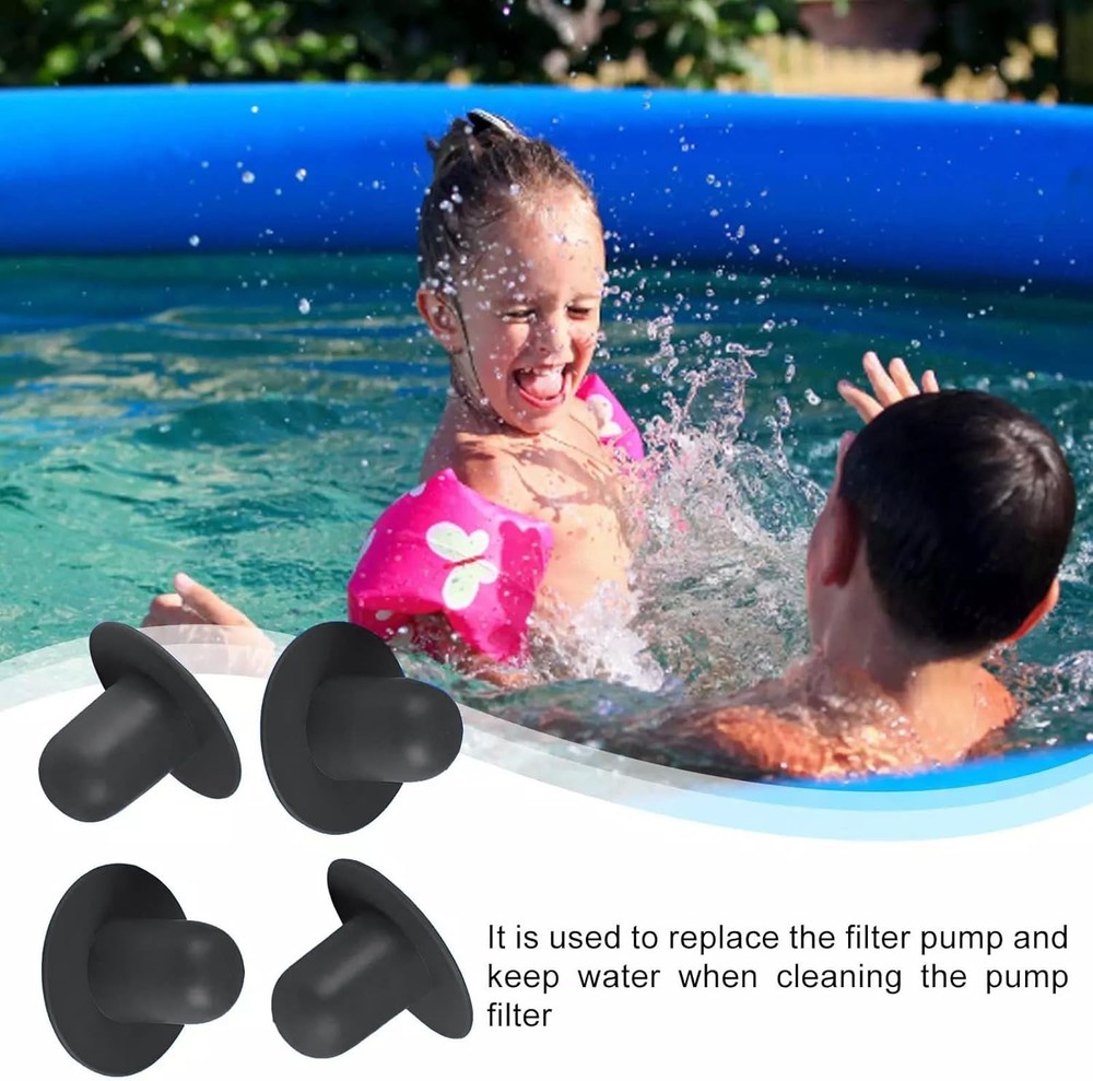 4 Pack Pool Wall Plug Replacement,Pool Stopper Plugs,Pool Black