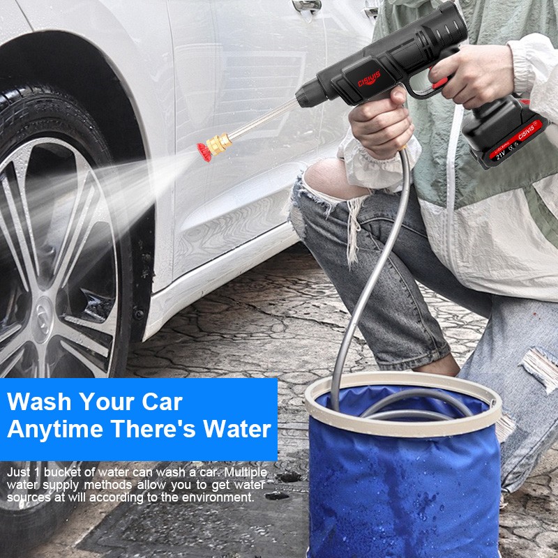 Cisivis Cordless High Pressure Car Washing Gun Pressure Washer Gun with 2 Nozzle