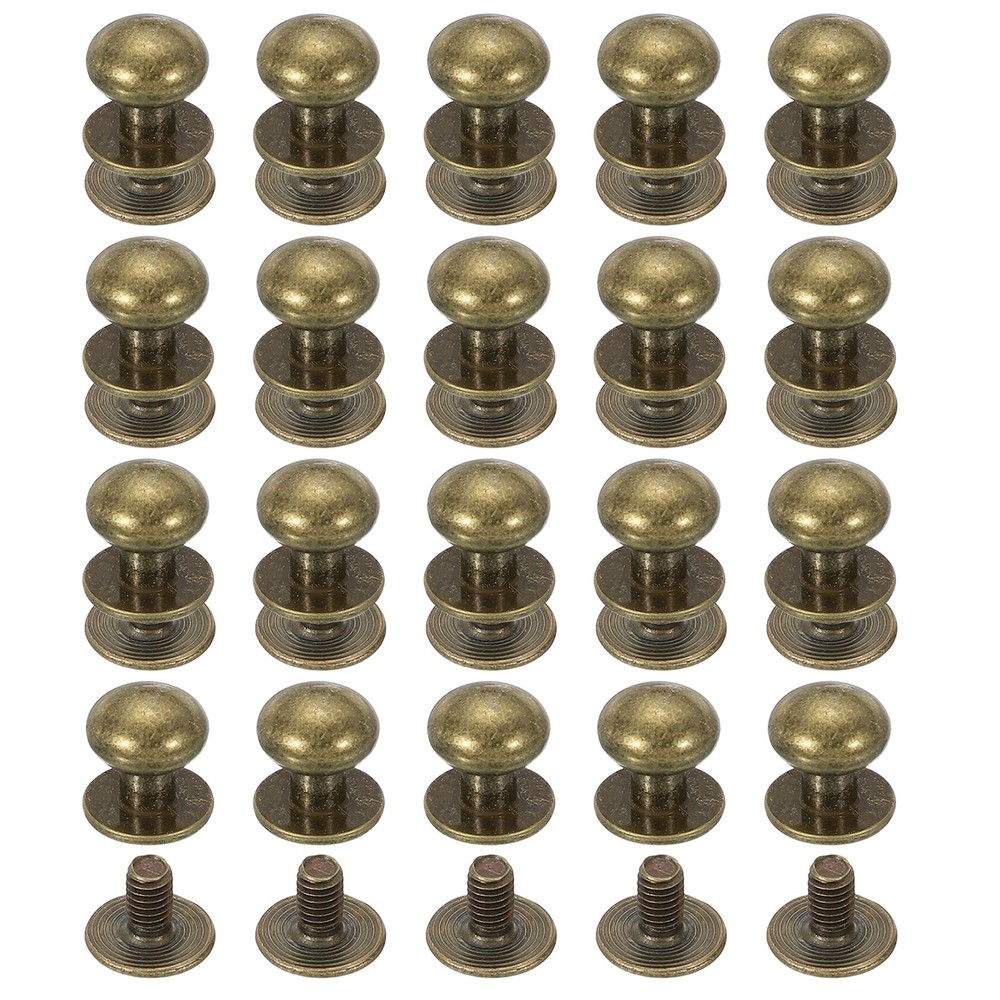 20Set 10mm Leather Rivets Ball Head Stud Screw Back Round Head Button Bronze