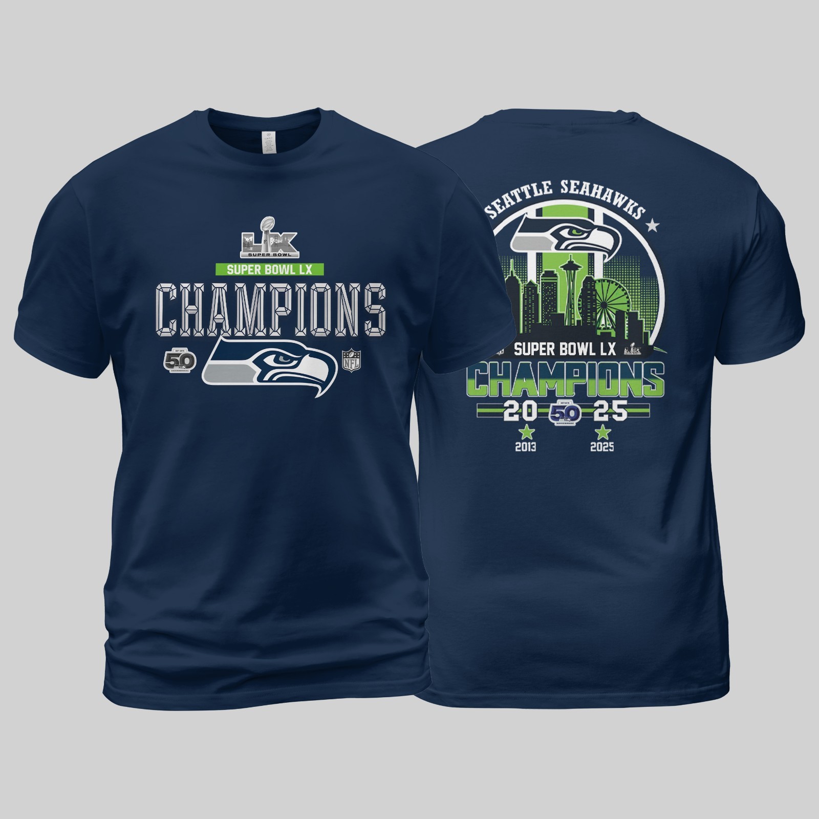 🔥HOT! Seattle Seahawks 2026 Super Bowl LX Champions 2Sided TShirt - S to 5XL