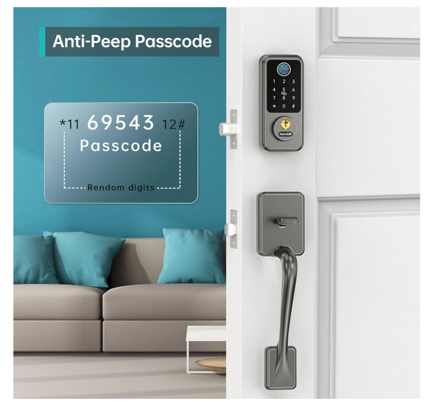 Front Door Lock Set: Keyless Entry Door Lock Deadbolt with Handle Set, Smart Loc
