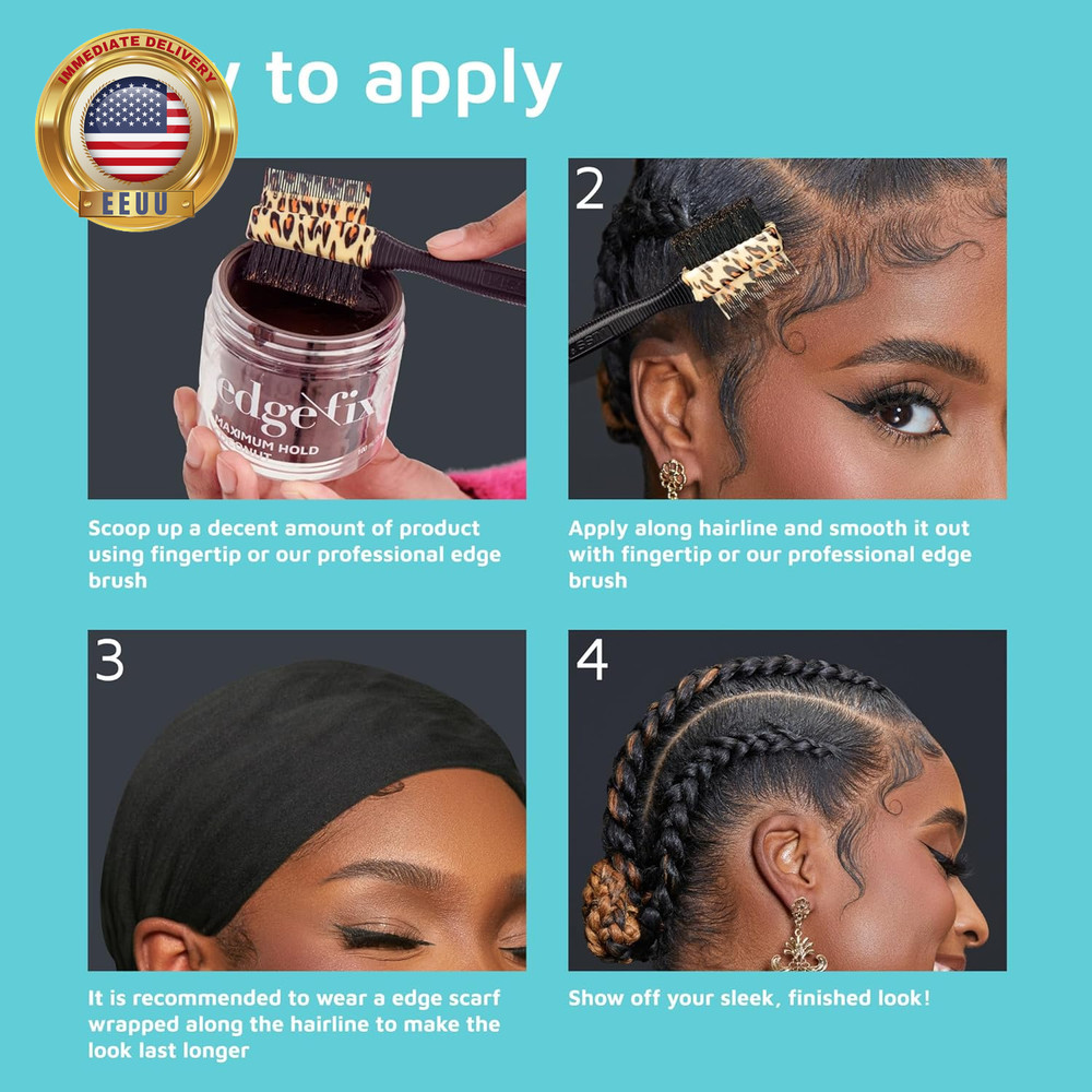 Maximum Hold Edge Fixer, 24 Hour Scented Styling Hair Gel with Biotin, Non-Greas