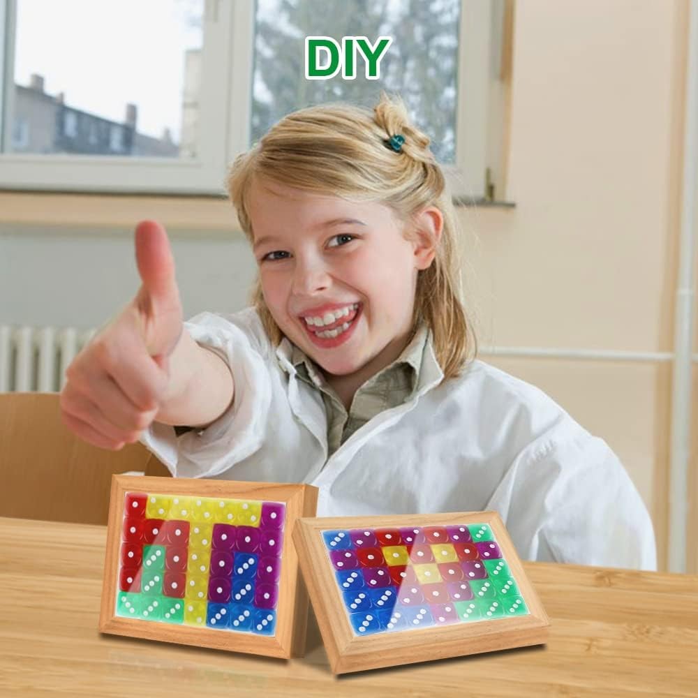 100Pcs Colored Dice Set Translucent 6-Sided Dice for Board Games Classroom Party