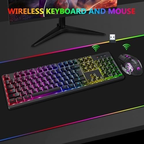 Teclado Y Mouse Inalambrico Gamer Razer Croma Gaming Iluminacion Teclas Para Pc