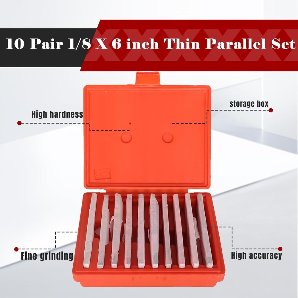 Thin Parallel Bar Set, 10 Pair 1/8" X 6" Accuracy Parallels, Machinist Lathetool