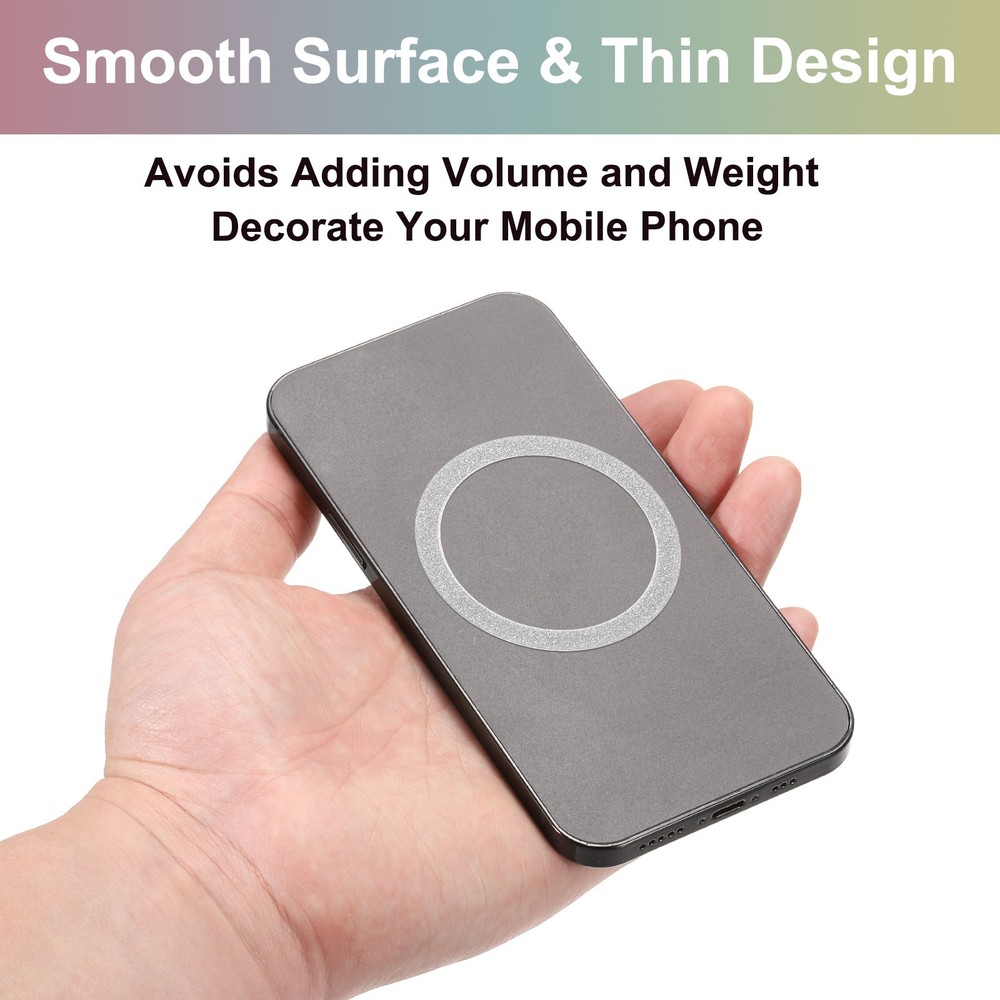 2Pcs Magnetic Sticker Ring, Metal Sparkle Magnetic Adapter Ring, Silver