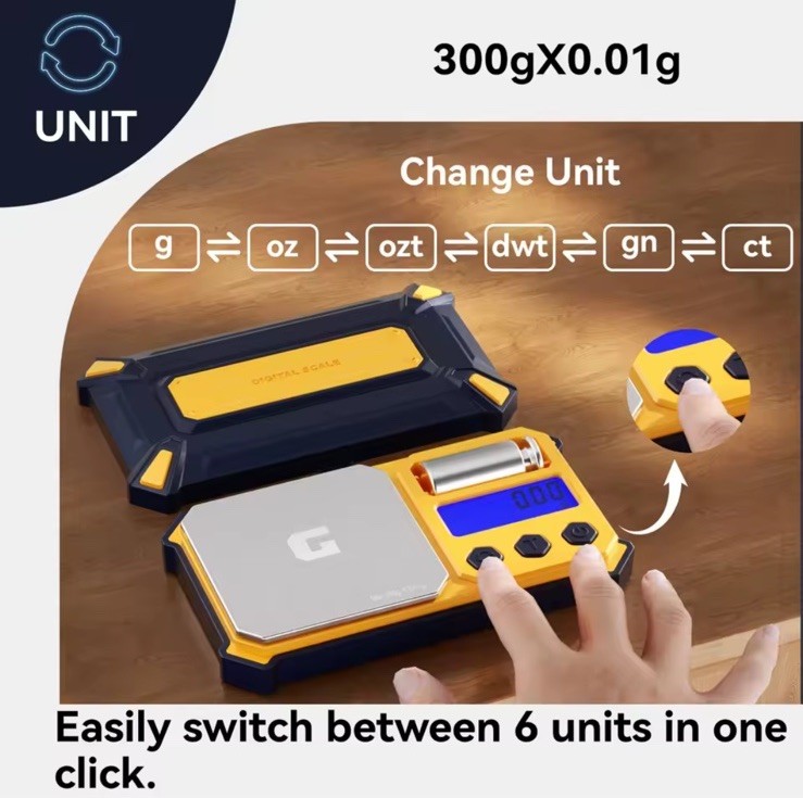 Digital Scale 300g x 0.01g LCD Stainless Steel Multi Unit Tare Function Kitchen