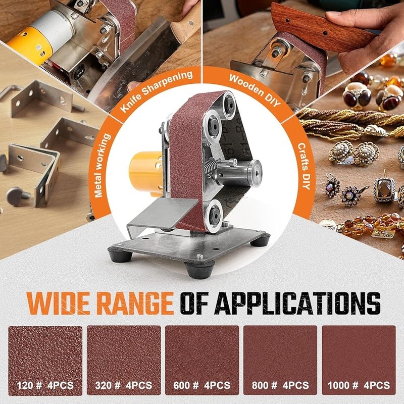 Mini Electric Belt Sander Knife Sharpener 7 Speed Adjustable Polishing Tool Kit