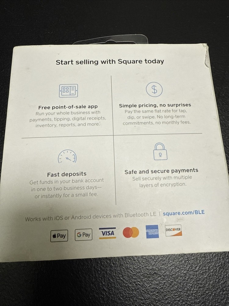 Square Contactless & Chip Credit Card Reader Bluetooth iOS Android A-SKU-0636