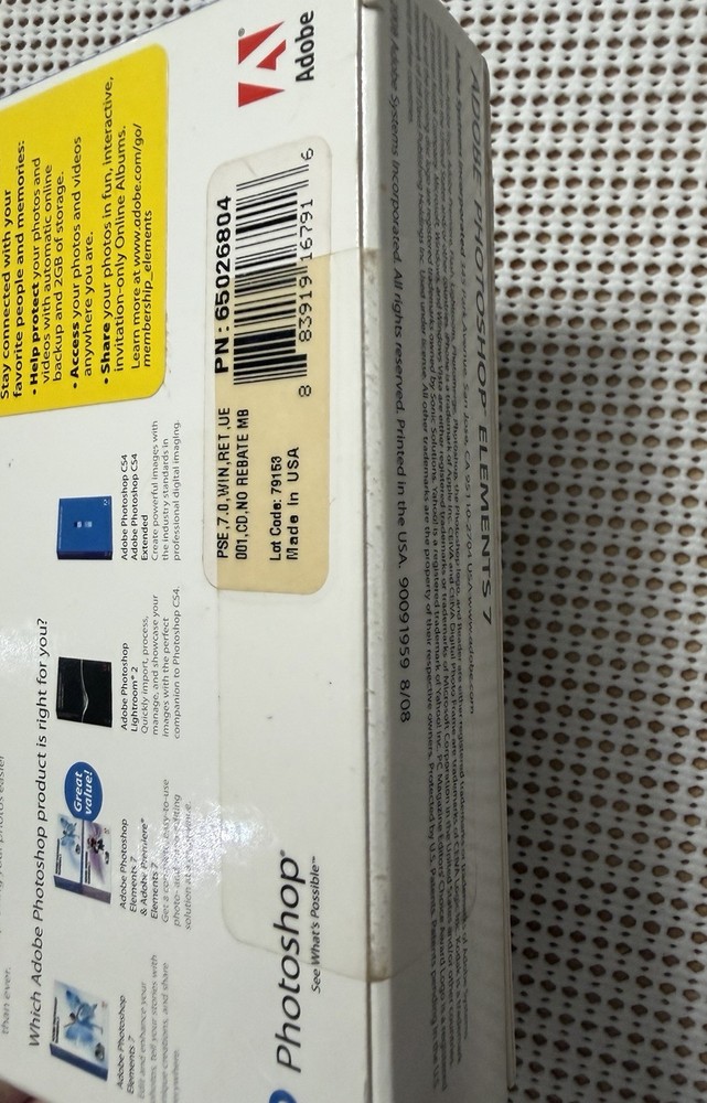 Adobe Photoshop Elements 7 CD ROM CIB New Sealed Box