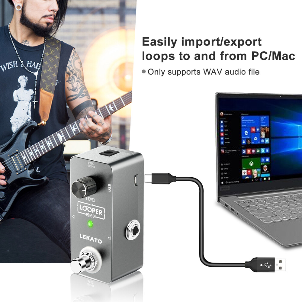 LEKATO Electic Guitar Looper Effect Pedal Unlimited Overdubs 5 Mins Loop Record