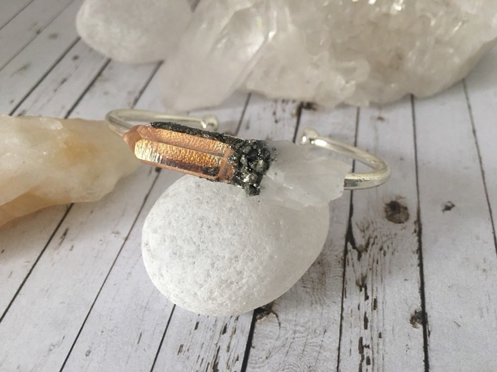 Chakra Cuff, Sacrel Chakra bangle, Raw stone, Reiki Healing