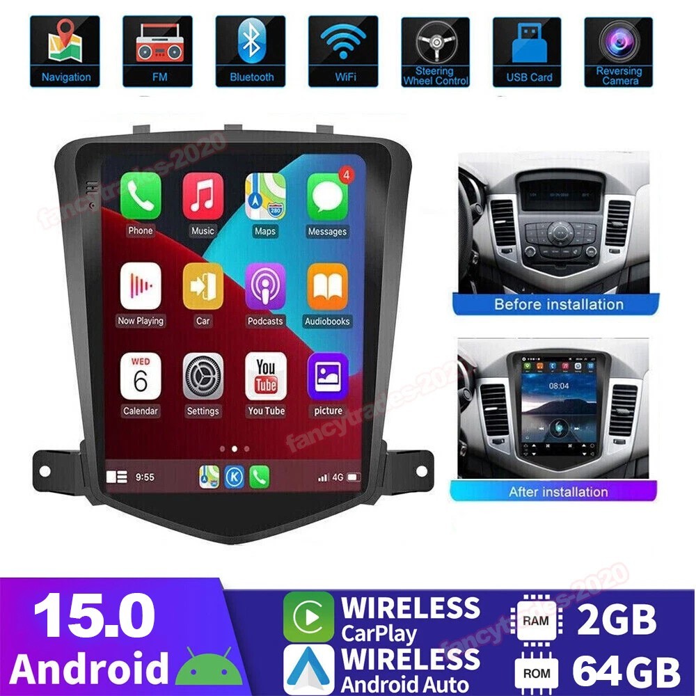 Android 15 Apple Carplay GPS NAVI Car Radio Stereo 64G For Chevy Cruze 2009-2015