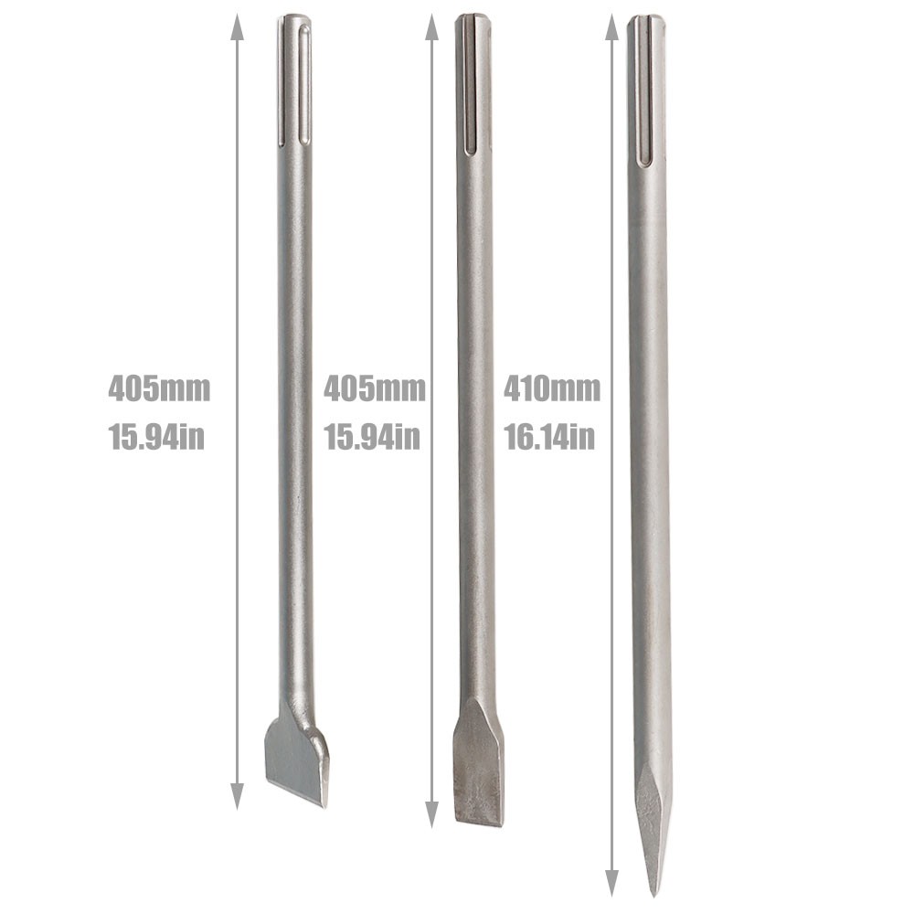 16-Inch SDS Max Chisel Set Heavy Duty Rotary Hammer Chisel Bit Set 3Pcs