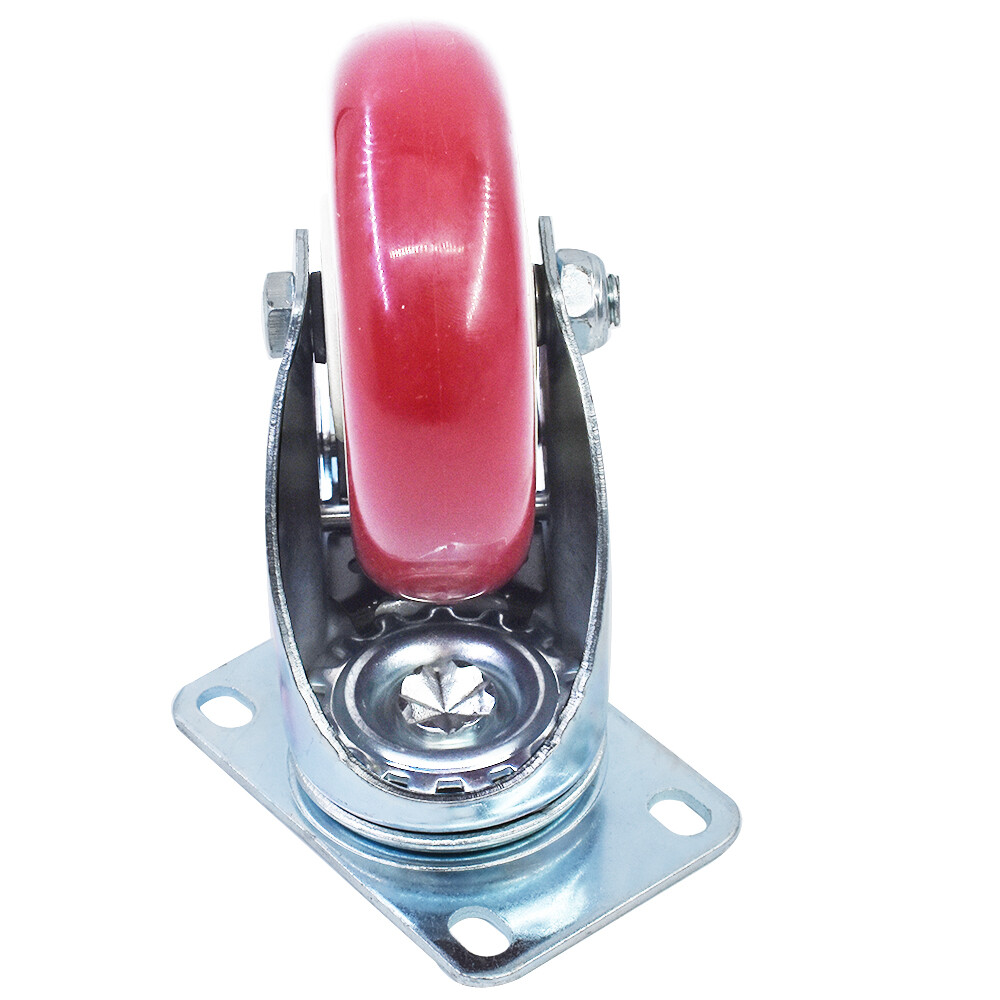 4 Pack 4" Heavy Duty Caster Set Wheels All Swivel & Brake Casters Red