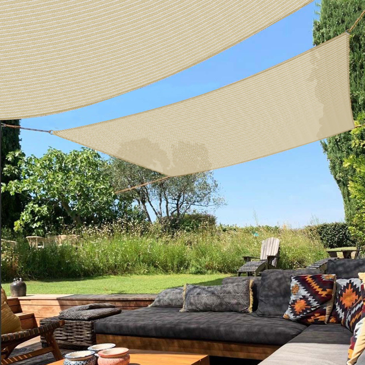 Permeable Shade Sail Patio Awning Outdoor Garden Patio Sun Canopy Shelter Cover